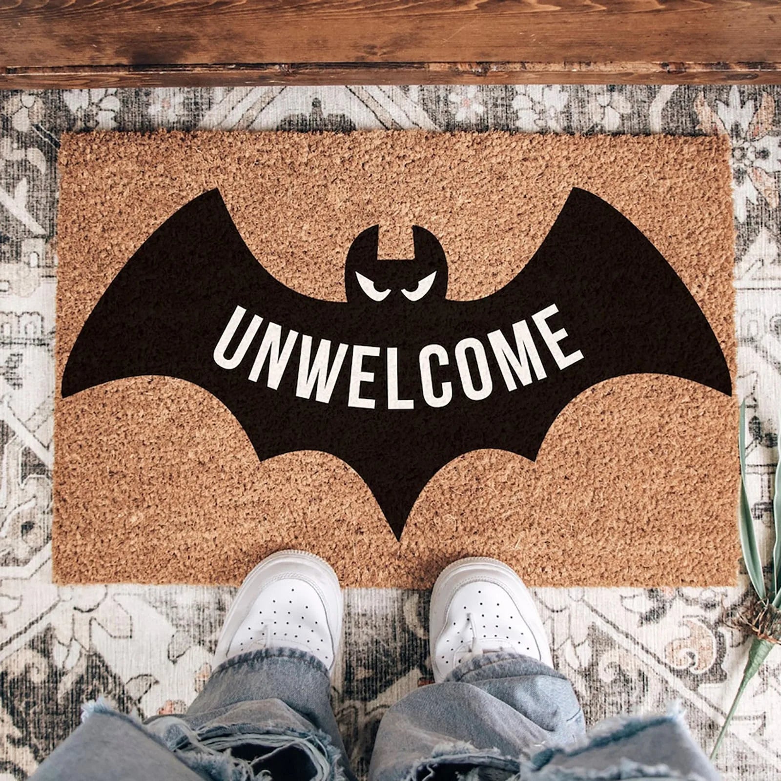 Black Bat Halloween Bathroom Mat – Door Entrance & Kitchen Floor Rug - silverfoxgoods